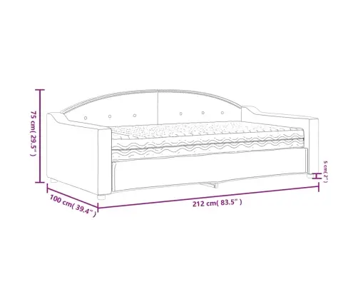 Diivanvoodi Madratsiga, Tumehall, 90X190 cm Kangas