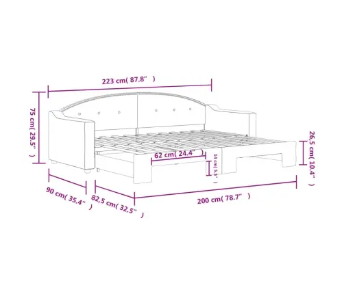 Izvelkams Dīvāns, Melns, 80X200 Cm, Audums Vidaxl