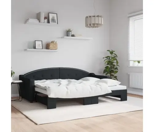 Izvelkams Dīvāns, Melns, 80X200 Cm, Audums Vidaxl