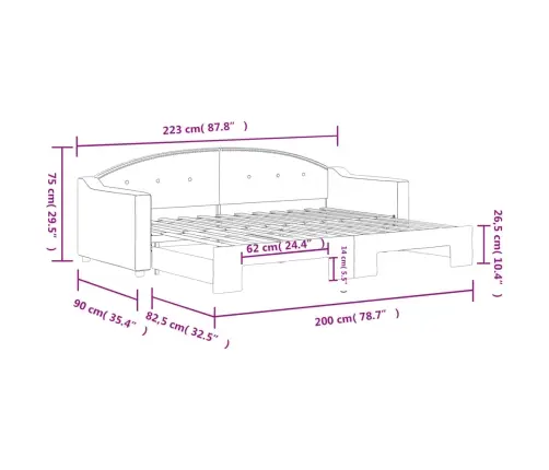 Diivanvoodi Väljatõmmatava Osaga, Pruunikas, 80X200 cm Kangas