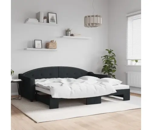 Izvelkams Dīvāns, Melns, 90X200 Cm, Audums Vidaxl