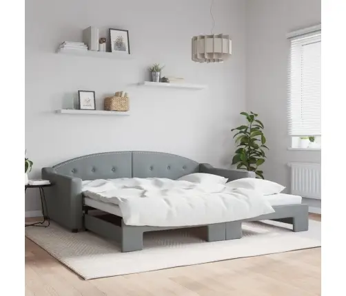 Lova Su Ištraukiama Dalimi, Šviesiai Pilka, 100X200cm Audinys