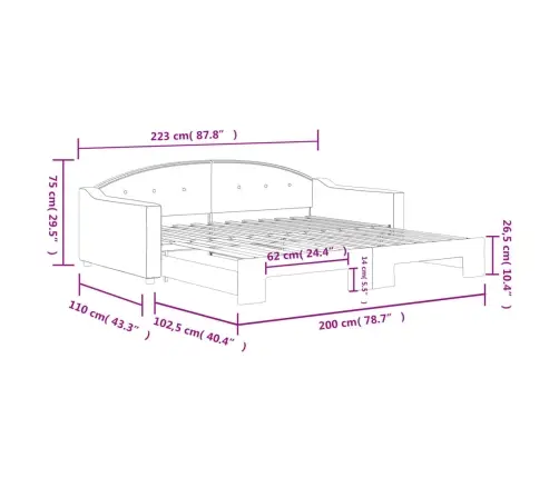 Izvelkams Dīvāns, Pelēkbrūns, 100X200 Cm, Audums Vidaxl