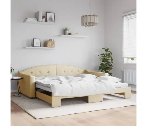 Izvelkams Dīvāns, Krēmkrāsas, 100X200 Cm, Audums Vidaxl