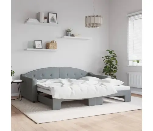 Izvelkams Dīvāns, Gaiši Pelēks, 90X190 Cm, Audums Vidaxl