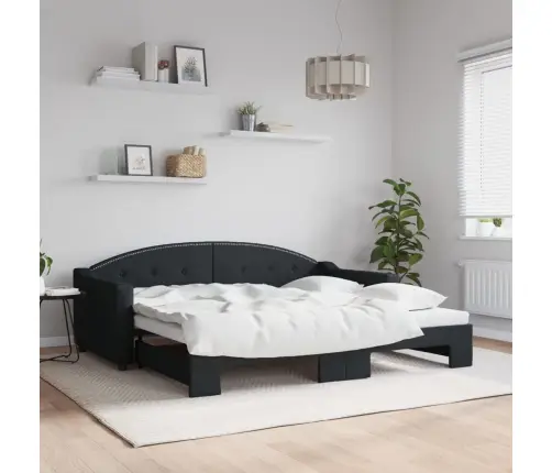 Izvelkams Dīvāns, Melns, 90X190 Cm, Audums Vidaxl