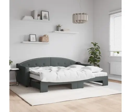 Lova Su Ištraukiama Dalimi/Čiužiniu, Pilka, 80X200cm Audinys