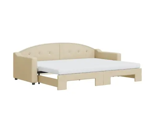 Diivanvoodi Väljatõmmatava Osaga, Kreemjas, 80X200 cm Kangas