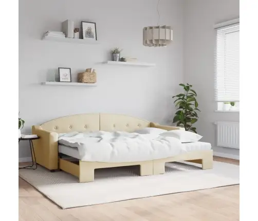 Diivanvoodi Väljatõmmatava Osaga, Kreemjas, 80X200 cm Kangas