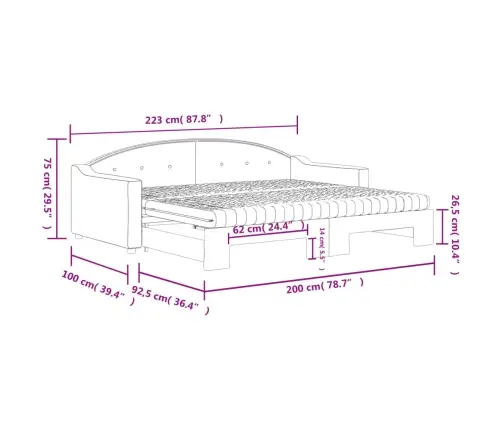 Dīvāngulta Ar Matraci, Melns Audums, 90X200 Cm Vidaxl