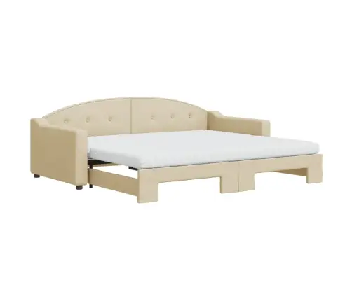 Diivanvoodi Väljatõmmatava Osaga, Kreemjas, 90X200 cm Kangas