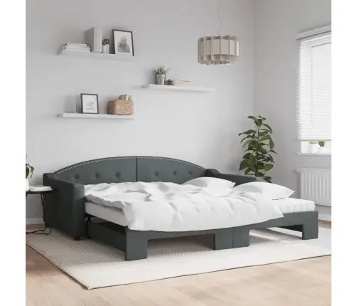 Lova Su Ištraukiama Dalimi/Čiužiniu, Pilka, 100X200cm Audinys