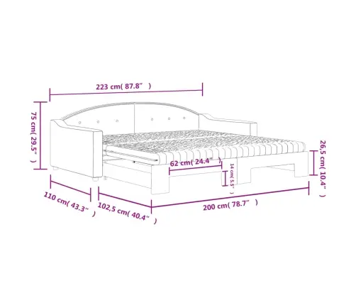 Dīvāngulta Ar Matraci, Pelēkbrūns Audums, 100X200 Cm Vidaxl
