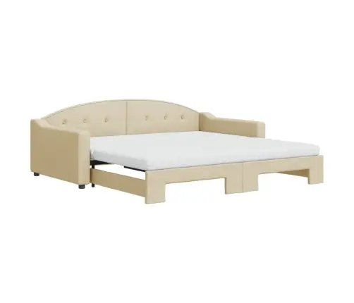 Ištraukiama Lova Su Čiužiniu, Kreminė, 100X200cm Audinys