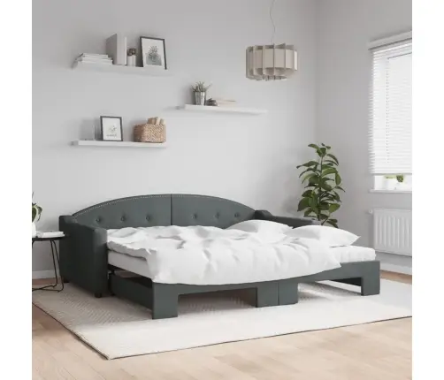 Dīvāngulta Ar Matraci, Tumši Pelēks Audums, 90X190 Cm Vidaxl