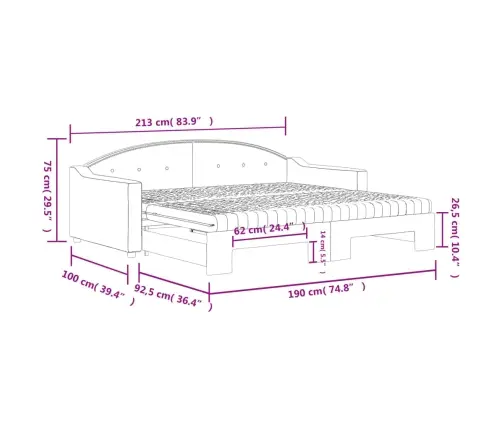 Dīvāngulta Ar Matraci, Melns Audums, 90X190 Cm Vidaxl