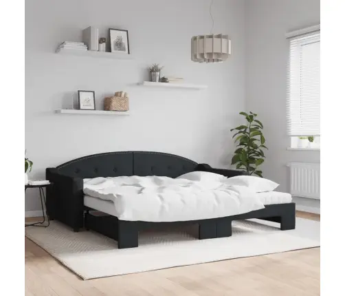 Dīvāngulta Ar Matraci, Melns Audums, 90X190 Cm Vidaxl