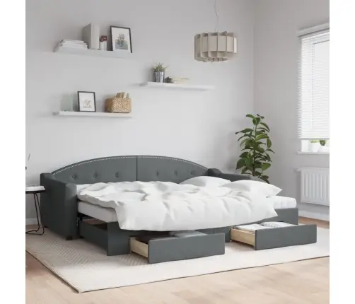 Gulta Ar Atvilktnēm, Bez Matrača, Tumši Pelēks, 80X200 Cm Vidaxl