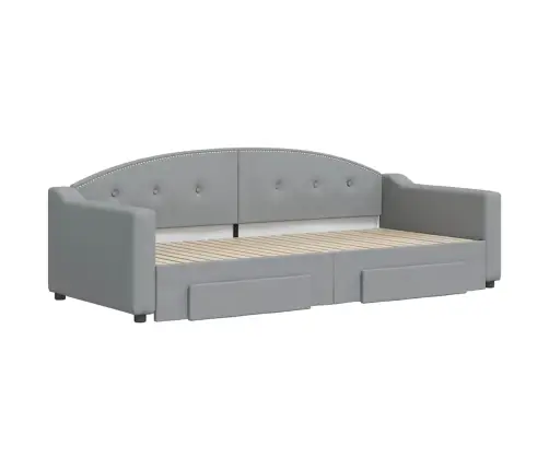 Lova Su Ištraukiama Dalimi/Stalčiais, Pilka, 90X200cm Audinys