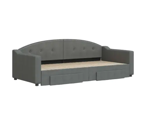 Lova Su Ištraukiama Dalimi/Stalčiais, Pilka, 90X200cm Audinys