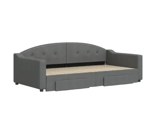 Gulta Ar Atvilktnēm, Bez Matrača, Tumši Pelēks, 100X200 Cm Vidaxl