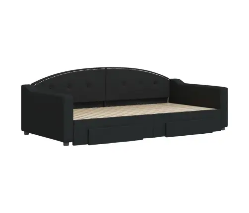 Lova Su Ištraukiama Dalimi/Stalčiais, Juoda, 100X200cm Audinys