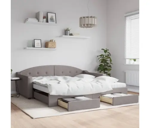 Lova Su Ištraukiama Dalimi/Stalčiais, Taupe, 100X200cm Audinys