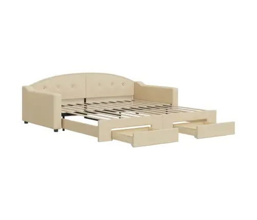 Diivanvoodi Väljatõmmatava Osaga, Kreemjas, 100X200 cm Kangas