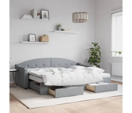 Izvelkams Dīvāns Ar Atvilktnēm, Gaiši Pelēks, 80X200 Cm, Audums Vidaxl