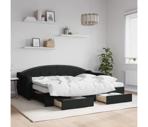 Diivanvoodi Väljatõmmatava Osaga, Must, 80X200 cm Kangas