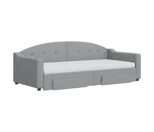 Izvelkams Dīvāns Ar Atvilktnēm, Gaiši Pelēks, 90X200 Cm, Audums Vidaxl