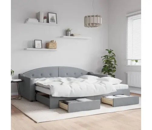 Izvelkams Dīvāns Ar Atvilktnēm, Gaiši Pelēks, 90X200 Cm, Audums Vidaxl