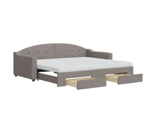 Lova Su Ištraukiama Dalimi/Stalčiais, Taupe, 90X200cm Audinys