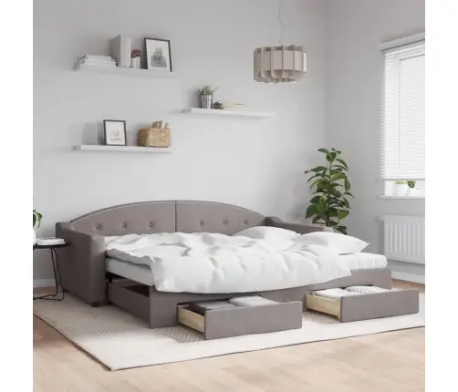 Lova Su Ištraukiama Dalimi/Stalčiais, Taupe, 90X200cm Audinys