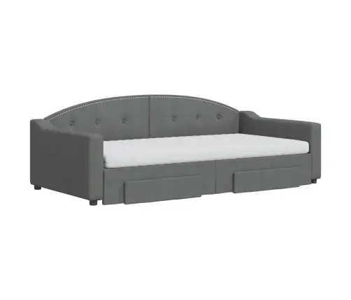 Izvelkams Dīvāns Ar Atvilktnēm, Tumši Pelēks Audums, 100X200 Cm Vidaxl