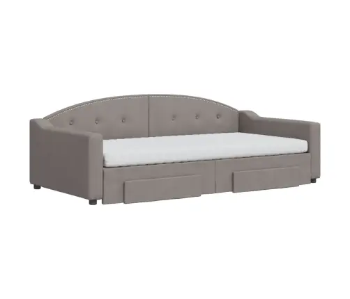 Izvelkams Dīvāns Ar Atvilktnēm, Pelēkbrūns Audums, 100X200 Cm Vidaxl