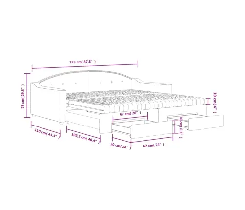 Diivanvoodi Väljatõmmatava Osaga, Kreemjas, 100X200 cm Kangas