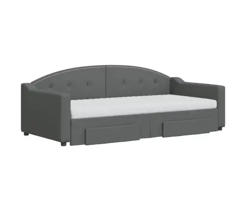 Lova Su Ištraukiama Dalimi/Stalčiais, Pilka, 90X190cm Audinys