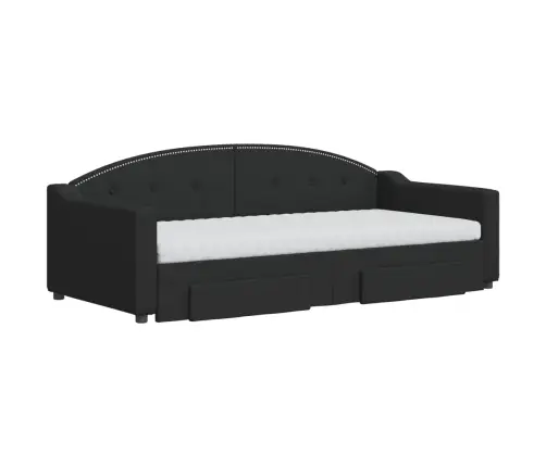 Izvelkams Dīvāns Ar Atvilktnēm, Melns, 90X190 Cm, Audums Vidaxl