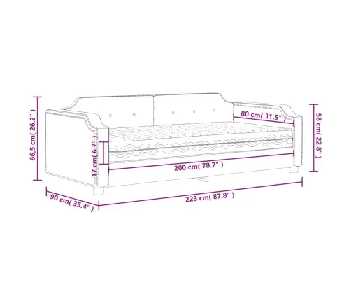 Diivanvoodi Madratsiga, Helehall, 80X200 cm Kangas