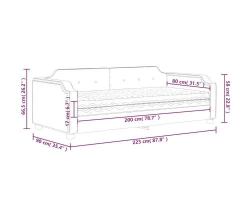 Diivanvoodi Madratsiga, Must, 80X200 cm Kangas