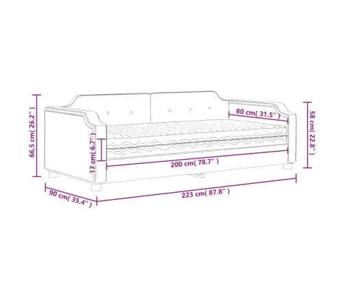 Dīvāngulta Ar Matraci, Krēmkrāsas Audums, 80X200 Cm Vidaxl