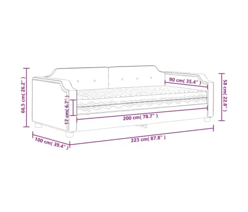 Dīvāngulta Ar Matraci, Tumši Pelēks Audums, 90X200 Cm Vidaxl