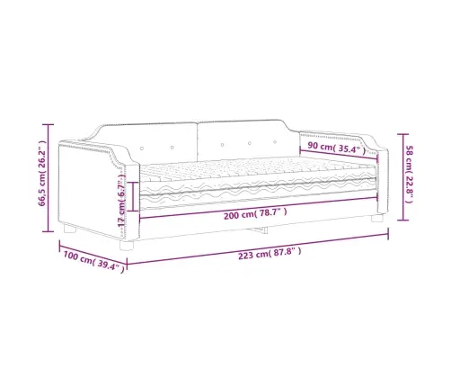 Dīvāngulta Ar Matraci, Krēmkrāsas, 90X200 Cm, Audums Vidaxl