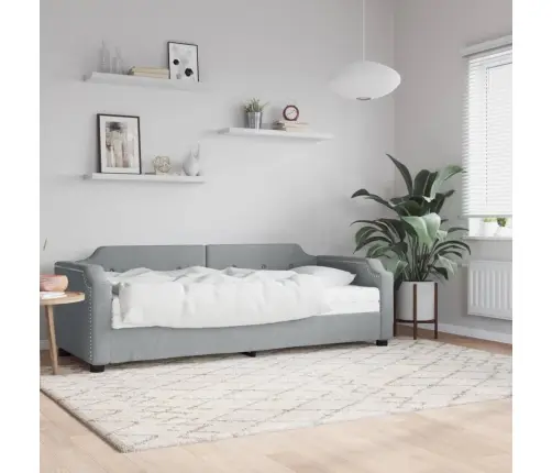 Dīvāngulta Ar Matraci, Gaiši Pelēks Audums, 100X200 Cm Vidaxl