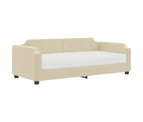 Dīvāngulta Ar Matraci, Krēmkrāsas Audums, 100X200 Cm Vidaxl