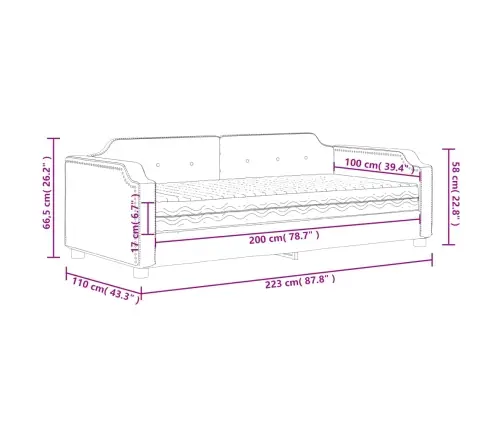Dīvāngulta Ar Matraci, Krēmkrāsas Audums, 100X200 Cm Vidaxl