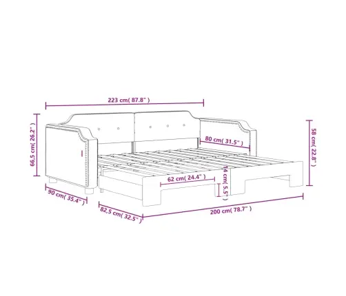 Izvelkams Dīvāns, Melns, 80X200 Cm, Audums Vidaxl