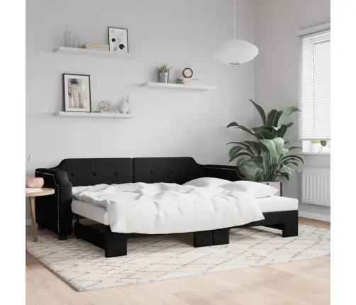 Izvelkams Dīvāns, Melns, 90X200 Cm, Audums Vidaxl