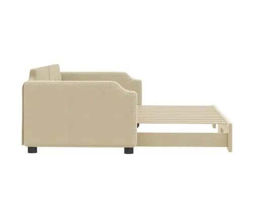 Izvelkams Dīvāns, Krēmkrāsas, 100X200 Cm, Audums Vidaxl
